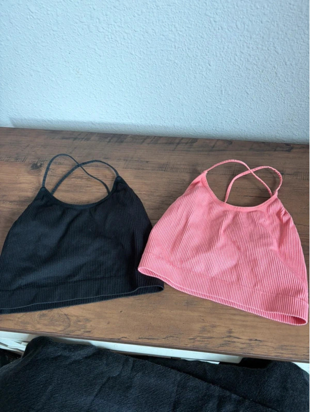 Bundle of 2 Colsie seamless ribbed bras size XS. Black and pink